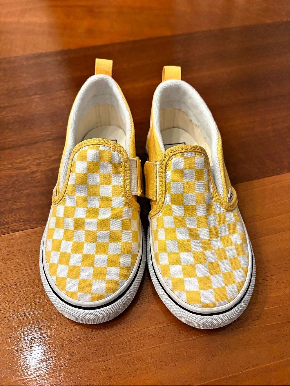 Vans Classic Slip-On Checkerboard Sneakers Yellow & White toddler size 9.5
